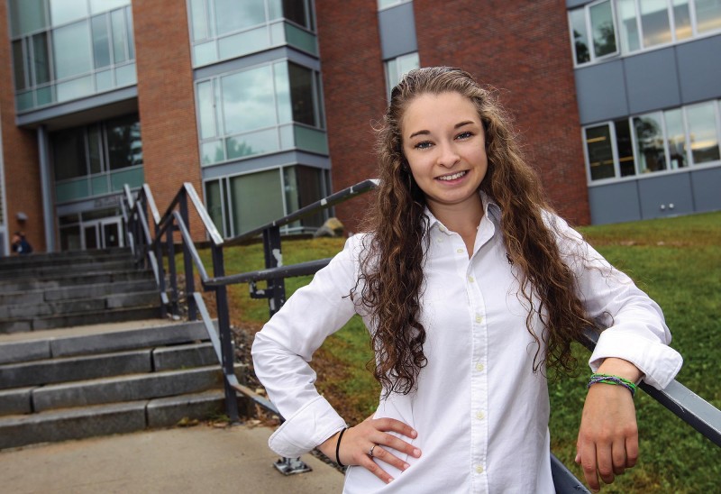 Paige Libbey at Kingsbury Hall at the University of New Hampshire. Photo by Cheryl Senter.