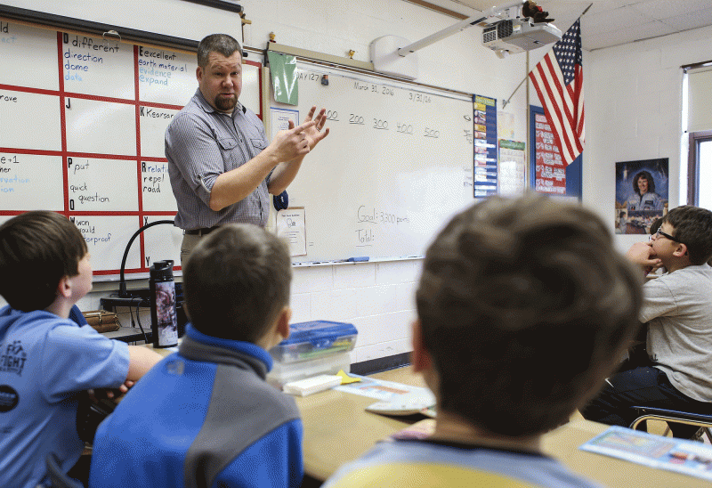 Thom Smith, a Kearsarge Regional Elementary School teacher, was recently awarded the 2016 Christa McAuliffe Sabbatical from the New Hampshire Charitable Foundation. (Photo by Cheryl Senter.)