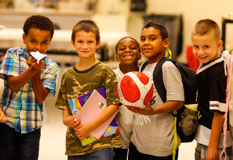 A group of boys get ready for an afternoon of activities at the Boys & Girls Club of Greater Nashua (Photo by Paiwei Wei).