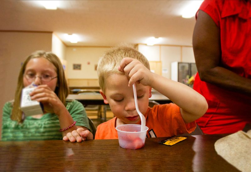 Kids in Claremont enjoy a nutritious summer lunch at a summer meals program coordinated by local agencies and the New Hampshire Food Bank. (Photo courtesy the New Hampshire Food Bank.)