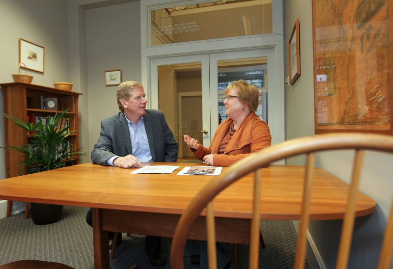 Dick Ober with Anne Phillips, Director of Grantmaking at the New Hampshire Charitable Foundation. (Photo by Cheryl Senter.)