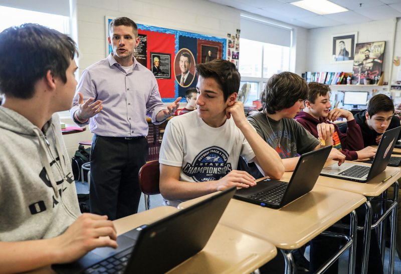 Justin Ballou, a teacher at Campbell High School, has been awarded the 2018 Christa McAuliffe Sabbatical from the New Hampshire Charitable Foundation. (Photo by Cheryl Senter.)