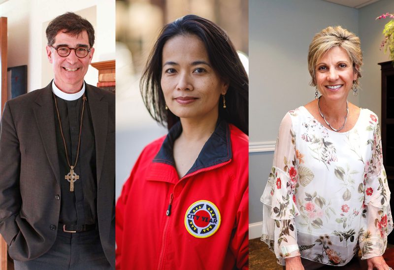 Pictured left to right: Rt. Rev. A. Robert Hirschfeld, Tenth Bishop in the Episcopal Church of New Hampshire, Pawn Nitichan, executive director of City Year New Hampshire and vice president of the national organization City Year, Inc., Dianne Mercier, president of People's United Bank in New Hampshire.