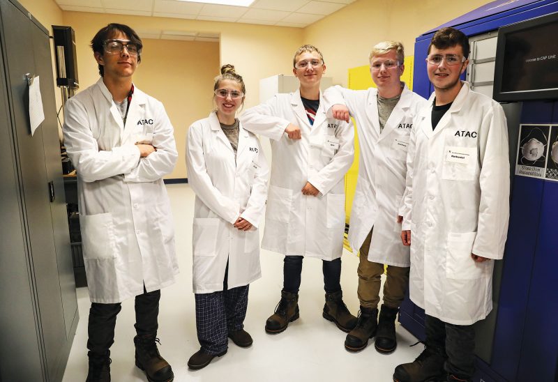 Spaulding High School students preparing at Great Bay Community College for careers in advanced manufacturing. (Photo by Cheryl Senter.)