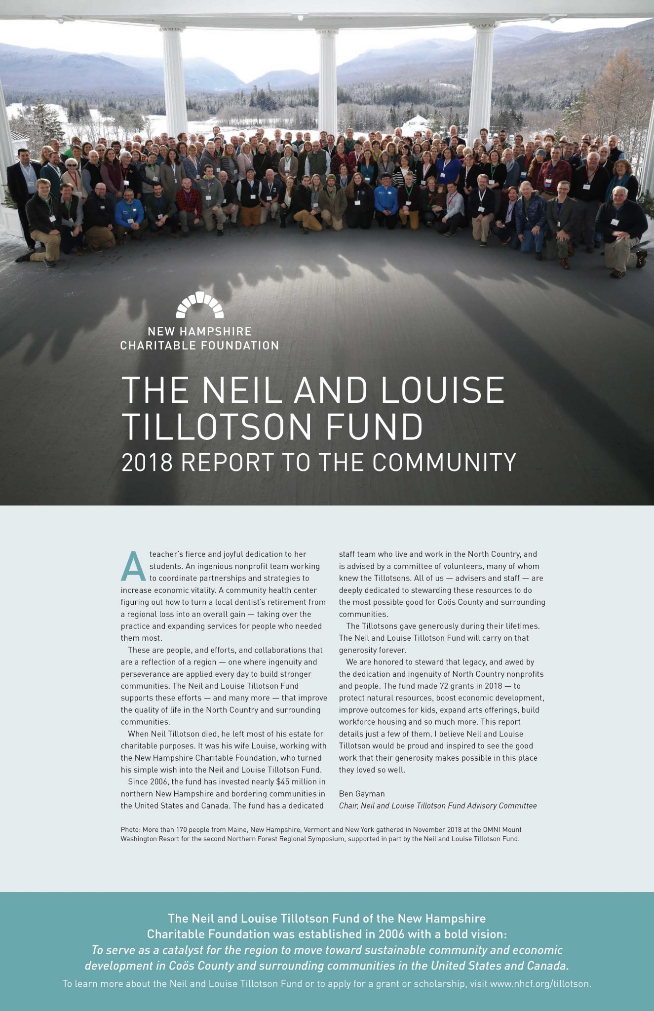 The Neil and Louise Tillotson 2018 Report to the Community