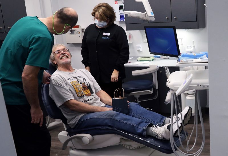 William Evatte receiving care at Coös County Family Dental. (Photo by Cheryl Senter.)