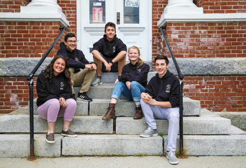 Members of the Tillotson Fund’s Empower Coös Youth Grantmaking Committee (from left to right): Jessie Church, Bethlehem, NH; Tristan Robertson, Milan, NH; Colbe Goudreau, Gorham, NH; Faith Gingras, East Norton, VT; and Jonah Cote, Canaan, VT. (Photo by Cheryl Senter.)
