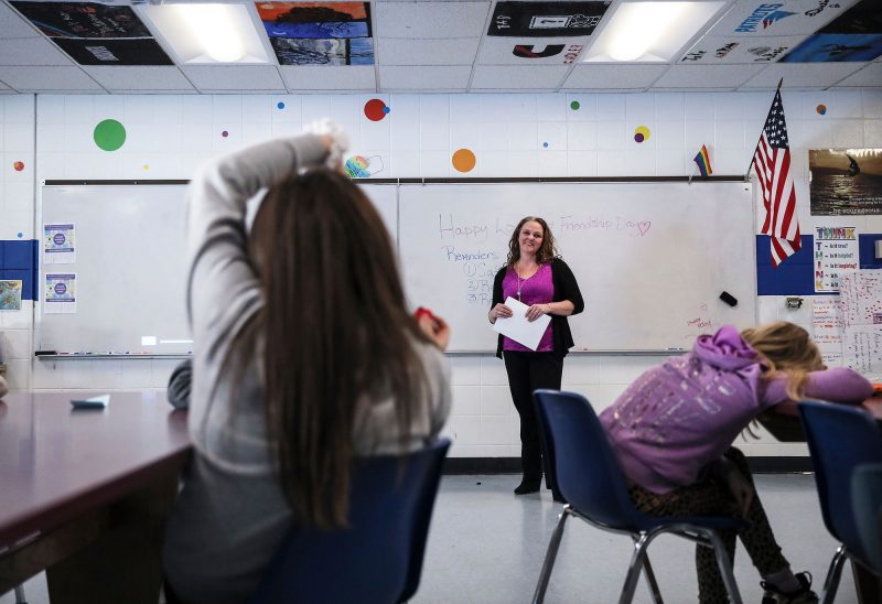 Amber Roux, intervention counselor at Franklin Middle School, in a photo taken in February. (Photo by Cheryl Senter.)