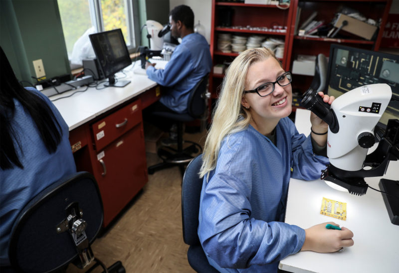 Alexandra Gimby of Hudson signed up for a microelectronics “boot camp” program at Nashua Community College. A Medallion Fund scholarship covered half the cost of the 10-week program. (Photo by Cheryl Senter.)