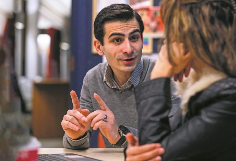 Director and senior coach Khaleel Shreet at the New Hampshire Duet Program, a nonprofit which helps people enroll in and complete online degrees at Southern New Hampshire University. (Photo by Cheryl Senter.)