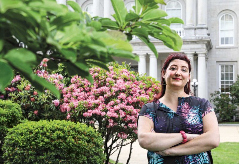 Leah Quimby in front of the State House in Concord. (Photo by Cheryl Senter.)