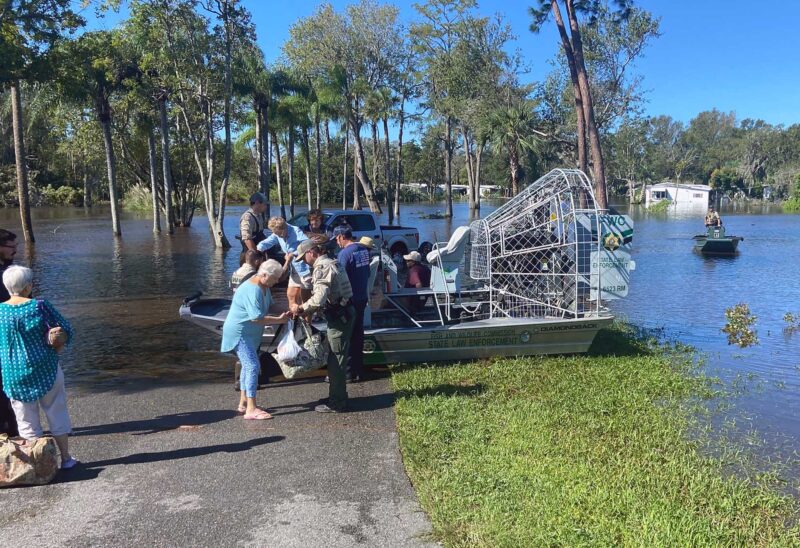 Florida Fish and Wildlife Law Enforcement conducting search and rescue response in the aftermath of Hurricane Ian. (Courtesy photo.)