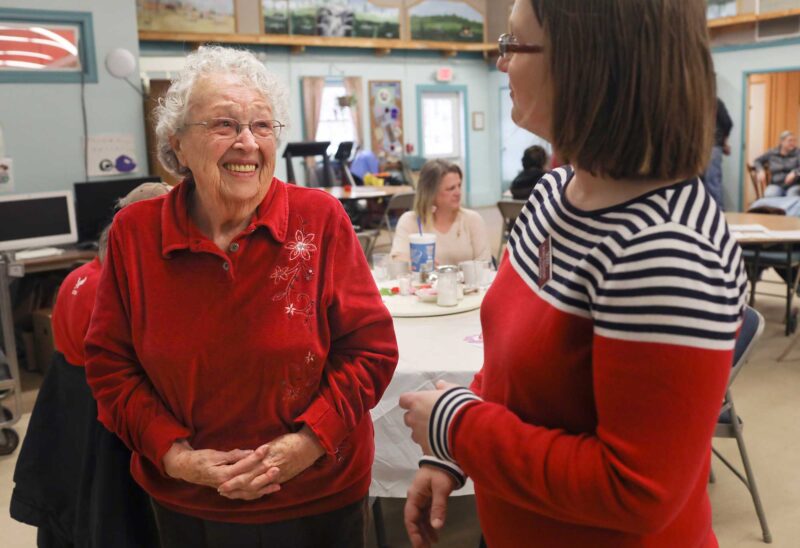 90-year-old Jackie Ingerson counts on the Grafton County Senior Citizens Council for a safe ride to a warm meal and friends at the Littleton Area Senior Center in Littleton. (Photo by Cheryl Senter.)