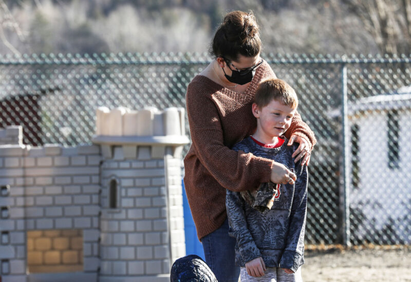 A teacher and student at the County Day School in Colebrook, NH. (Photo by Cheryl Senter.)