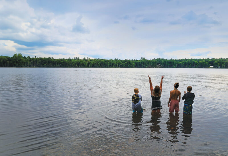 Young people enjoying Otter Lake in Greefield, NH during a Camp Mariposa weekend. (Photo by Cheryl Senter).