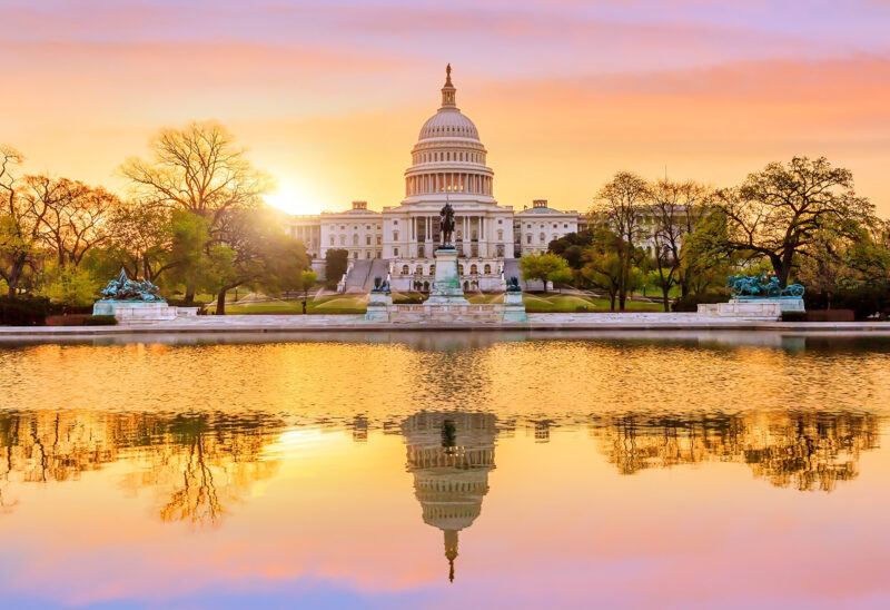 the U.S. Capitol Building at sunrise