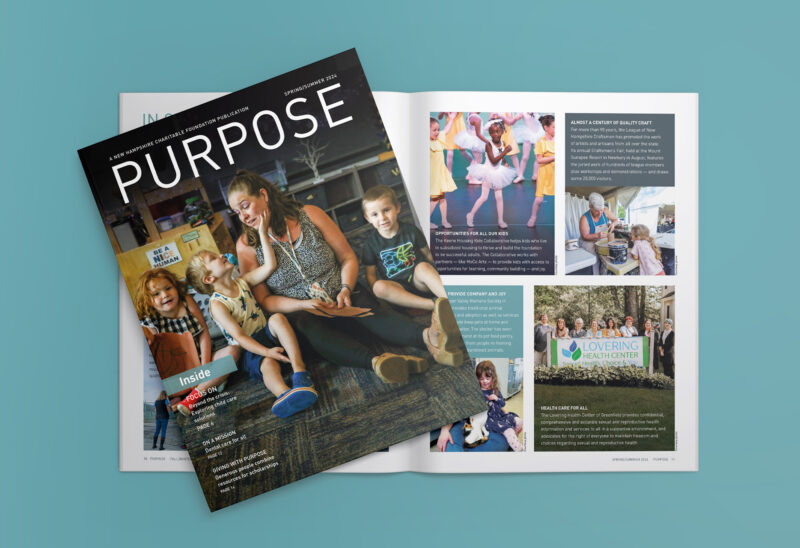 Cover and page design of Purpose - Spring 2024